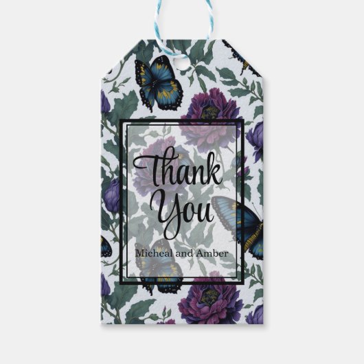 ヴィンテージ紫マゼンタフローラ ギフトタグ (正面)