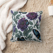 ヴィンテージ紫マゼンタフローラ クッション (ブランケット)