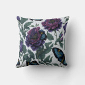 ヴィンテージ紫マゼンタフローラ クッション (裏面)