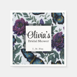 ヴィンテージ紫マゼンタフローラ スタンダードカクテルナプキン