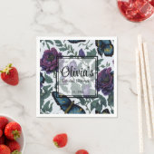 ヴィンテージ紫マゼンタフローラ スタンダードカクテルナプキン (インサイチュ)