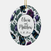 ヴィンテージ紫マゼンタフローラ セラミックオーナメント (右)