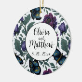 ヴィンテージ紫マゼンタフローラ セラミックオーナメント (左)