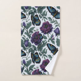 ヴィンテージ紫マゼンタフローラ ハンドタオル