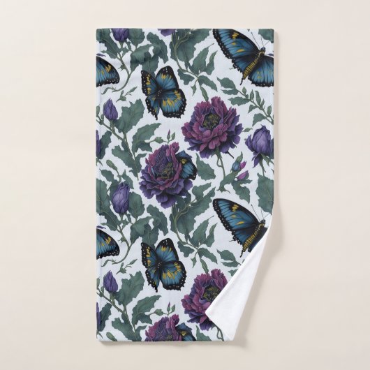 ヴィンテージ紫マゼンタフローラ ハンドタオル (ハンドタオル)