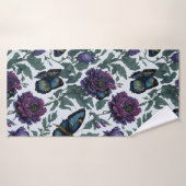 ヴィンテージ紫マゼンタフローラ バスタオル (バスタオル)