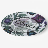 ヴィンテージ紫マゼンタフローラ ペーパープレート (アングル)