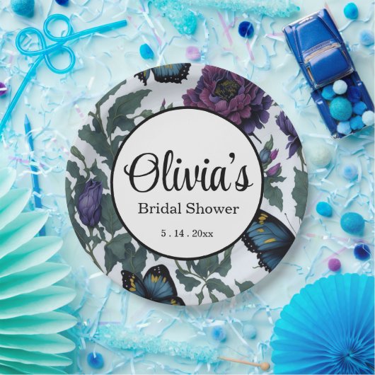 ヴィンテージ紫マゼンタフローラ ペーパープレート (パーティー)