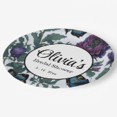 ヴィンテージ紫マゼンタフローラ ペーパープレート (アングル)