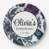 ヴィンテージ紫マゼンタフローラ ペーパープレート (正面)