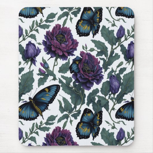 ヴィンテージ紫マゼンタフローラ マウスパッド (正面)