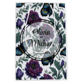 ヴィンテージ紫マゼンタフローラ ミディアムペーパーバッグ (正面)