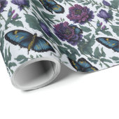 ヴィンテージ紫マゼンタフローラ ラッピングペーパー (ロールコーナー)