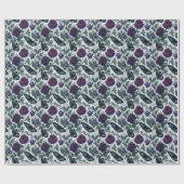 ヴィンテージ紫マゼンタフローラ ラッピングペーパー (フラット)