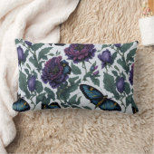 ヴィンテージ紫マゼンタフローラ ランバークッション (ブランケット)