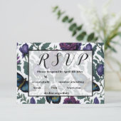 ヴィンテージ紫マゼンタフローラ 出欠カード (スタンド正面)