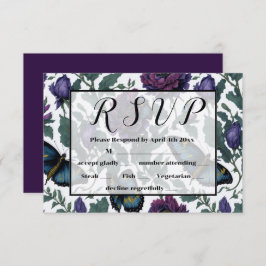 ヴィンテージ紫マゼンタフローラ 出欠カード