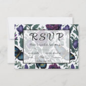 ヴィンテージ紫マゼンタフローラ 出欠カード (正面)