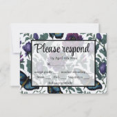 ヴィンテージ紫マゼンタフローラ 出欠カード (正面)