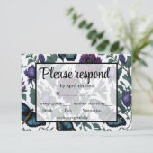 ヴィンテージ紫マゼンタフローラ 出欠カード (スタンド正面)