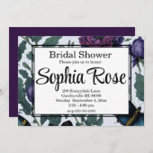 ヴィンテージ紫マゼンタフローラ 招待状 (正面/裏面)