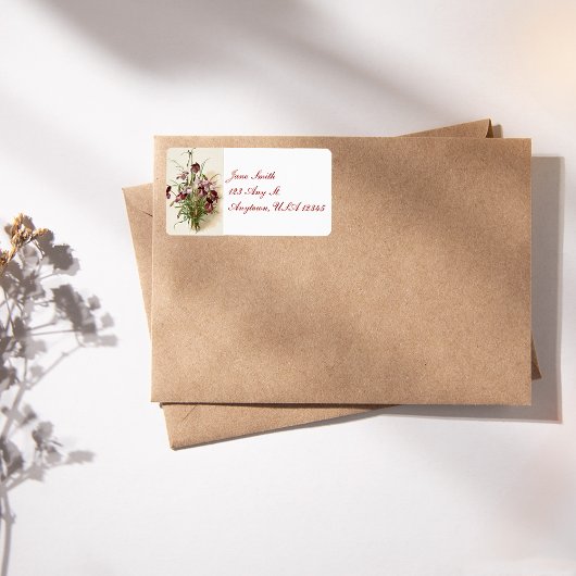 ヴィンテージ紫ワイルドフラワー住所 シール