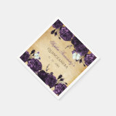 ヴィンテージ紫素朴フローラ蝶 スタンダードカクテルナプキン (角)
