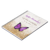 ヴィンテージ紫素朴金ゴールド蝶ノートブック ノートブック (左側)