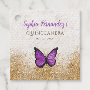 ヴィンテージ紫素朴金ゴールド蝶 フェイバータグ