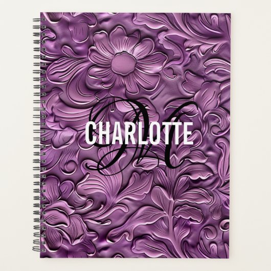 ヴィンテージ紫色のツーリング革 プランナー手帳 (正面)