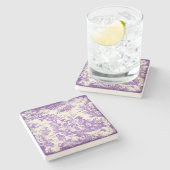 ヴィンテージ紫色のトイルドジュウカップル印刷 ストーンコースター (横)