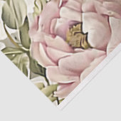 ヴィンテージ紫色のピンクの花と蝶のデコパージュ 薄葉紙 (詳細)