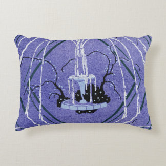 ヴィンテージ紫色の噴水アールデコパターン アクセントクッション