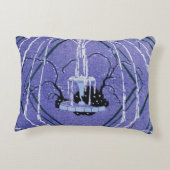 ヴィンテージ紫色の噴水アールデコパターン アクセントクッション (裏面)