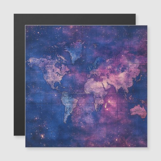 ヴィンテージ紫色の天空の世界地図(10) (正面/裏面)