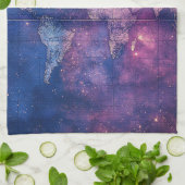 ヴィンテージ紫色の天空の世界地図(10) キッチンタオル (折り畳み)