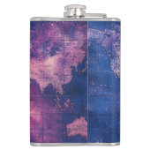 ヴィンテージ紫色の天空の世界地図(10) フラスク (裏面)
