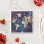 ヴィンテージ紫色の天空の世界地図(11) スタンダードカクテルナプキン (インサイチュ)