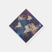 ヴィンテージ紫色の天空の世界地図(11) スタンダードカクテルナプキン (角)