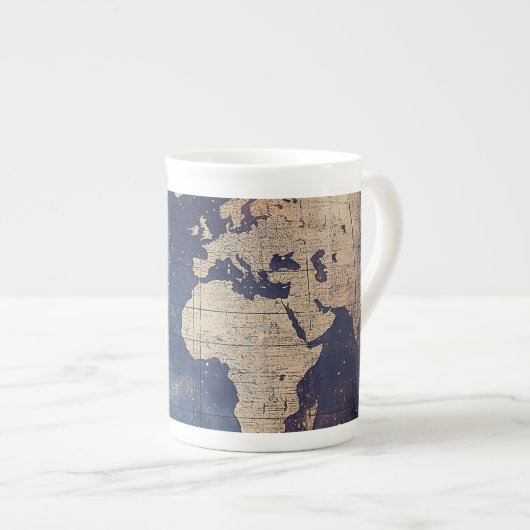 ヴィンテージ紫色の天空の世界地図(11) ボーンチャイナマグカップ (正面右)