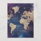 ヴィンテージ紫色の天空の世界地図(11) ポストカード (正面)