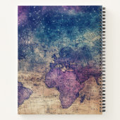ヴィンテージ紫色の天空の世界地図(13) ノートブック (裏面)