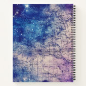 ヴィンテージ紫色の天空の世界地図(14) ノートブック (裏面)