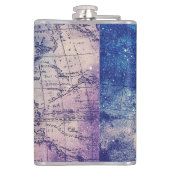 ヴィンテージ紫色の天空の世界地図(14) フラスク (裏面)