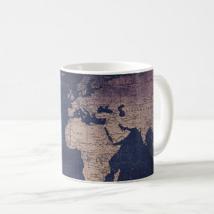 ヴィンテージ紫色の天空の世界地図(5) コーヒーマグカップ