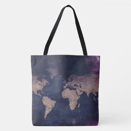 ヴィンテージ紫色の天空の世界地図(5) トートバッグ (正面)