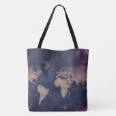 ヴィンテージ紫色の天空の世界地図(5) トートバッグ (裏面)