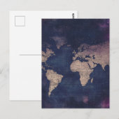 ヴィンテージ紫色の天空の世界地図(5) ポストカード (正面/裏面)