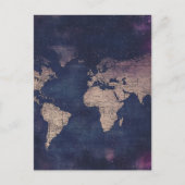 ヴィンテージ紫色の天空の世界地図(5) ポストカード (正面)