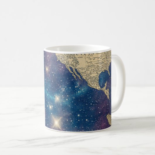 ヴィンテージ紫色の天空の世界地図(6) コーヒーマグカップ (正面右)